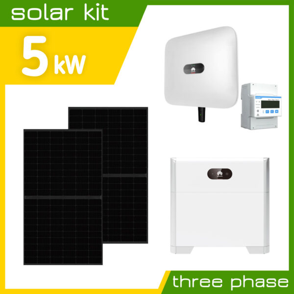 Hybrid Three Phase Solar system 5kW with Huawei Battery